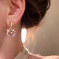 2026 New Transparent Square Crystal Copper Stud Earrings, Geometric Light Luxury OL Style view 2