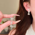 Silver Tone Copper Hollow Flower Clip-on Earrings Minimalist OL Fashion Non Pierced Jewelry view 2