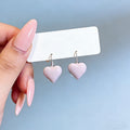 Elegant Heart Faux Pearl Stud Earrings With Silver Posts, Enamel Drip Oil Light Luxury Style view 3
