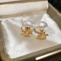 18K Gold Plated Silver Post Star Faux Pearl Stud Earrings Vintage Elegant Jewelry For Women view 1