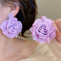 Summer Woven Raffia Flower Stud Earrings For Women Sweet Resort Style Face Slimming Jewelry view 3