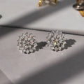 Japanese Korean Sparkling Stud Earrings Sunflower Zircon Snowflake Light Luxury Jewelry view 2