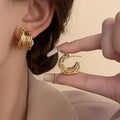 Korean Style Irregular Metal Line Stud Earrings For Women, Modern Temperament Fashion Jewelry view 3