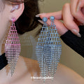 Copper Rhinestone Hollow Rhombus Drop Earrings, Light Luxury Banquet Jewelry For Women view 2