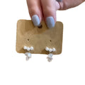 Korean Sweet Faux Pearl Zircon Stud Earrings With Silver Pins, Round Oval Minimalist Jewelry view 5