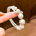 French Vintage Double Layer Open Pearl Bangle For Women Elegant Light Luxury Cuff view 3