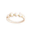 French Vintage Double Layer Open Pearl Bangle For Women Elegant Light Luxury Cuff view 5