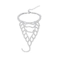 Copper Rhinestone Hollow Geometric Ring Bracelet Bangle With Tassel For Women view 5