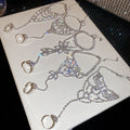 Copper Rhinestone Hollow Geometric Ring Bracelet Bangle With Tassel For Women view 4