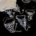 Copper Rhinestone Hollow Geometric Ring Bracelet Bangle With Tassel For Women view 2