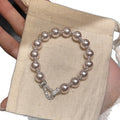 Light Luxury Faux Pearl Zircon Geometric Beaded Bracelet, Elegant Fashion Hand Jewelry view 5