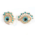 Blue Evil Eye Crystal Look Oversized Statement Stud Earrings view 4