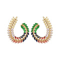 Copper Zircon Wheat Wreath Stud Earrings For Women, Geometric Light Luxury Fashion Jewelry view 5