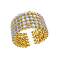 Luxury Copper Open Cuff Bangle With Five-Row Rhinestone Inlay, Bold European Style view 5