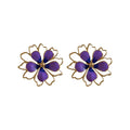 Iron Floral Hollow Stud Earrings With Silver Posts, Enamel Oil Drip Sweet Vacation Style view 5
