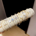 Light Luxury Copper Open Bangle With Zircon Mother Of Pearl Flower Double Layer Design For Women view 4