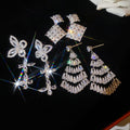 Light Luxury Copper Zircon Diamond Bow Stud Earrings For Evening Banquet Dress view 1