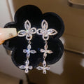 Light Luxury Copper Zircon Diamond Bow Stud Earrings For Evening Banquet Dress view 3