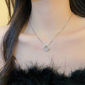 Sparkling Zircon Flower Copper Necklace Light Luxury Minimalist Elegant Clavicle Choker For Women view 3
