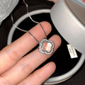 Sparkling Zircon Flower Copper Necklace Light Luxury Minimalist Elegant Clavicle Choker For Women view 4
