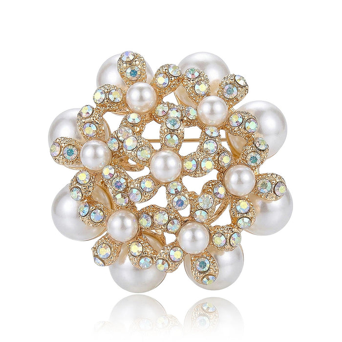 Light Luxury Pearl Alloy Brooch For Suits Cardigans And Coats