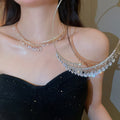 Minimalist Copper Zircon Teardrop Choker Necklace For Women Casual Elegant Collarbone Jewelry view 1