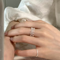 French Style Zircon Hollow Faux Pearl Open Ring Elegant Geometric Index Finger Jewelry view 3