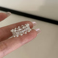 French Style Zircon Hollow Faux Pearl Open Ring Elegant Geometric Index Finger Jewelry view 2
