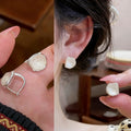 Korean Style Artificial Crystal Square Ear Cuff Earrings Minimalist Geometric Commuter Jewelry view 3