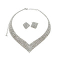 Light Luxury Copper Rhinestone Flower Tassel Stud Earrings Necklace Jewelry Set For Fashion OL view 5