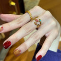 Vintage Palace Style Zircon Open Finger Ring Geometric Round Copper Elegant Statement Jewelry view 2