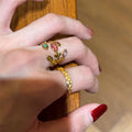 Vintage Palace Style Zircon Open Finger Ring Geometric Round Copper Elegant Statement Jewelry view 4