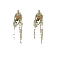 French Vintage Rose Flower Crystal Faux Pearl Silver Needle Stud Earrings Sweet Luxury Style view 5