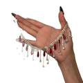 Y2K Dark Crystal Rhinestone Tassel Copper Collarbone Necklace, Geometric Old Money Style view 5
