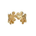 European American Iron Floral Textured Open Cuff Bangle Casual Light Luxury Fashion Jewelry view 5
