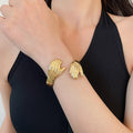 Geometric Iron Open Cuff Bangle European American Minimalist Fashion Light Luxury Bracelet view 3
