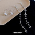 Copper Zircon Cross Star Stud Earrings Minimalist High Fashion Niche Design Jewelry view 3