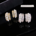 14K Gold Plated Zircon Faux Pearl Round Geometric French Elegant Clip-on Earrings view 2