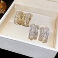 14K Gold Plated Zircon Faux Pearl Round Geometric French Elegant Clip-on Earrings view 4