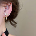 14K Gold Plated Copper Zircon Star Clip-on Earrings Minimalist Light Luxury Non-Pierced Jewelry view 3