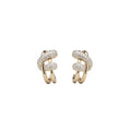 Light Luxury Copper Zircon V Letter Geometric Stud Earrings, Minimalist Everyday Round Accent Jewelry view 5