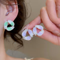 Light Luxury Oval Swirl Zircon Crystal Stud Earrings With Silver Posts For Women view 2