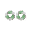 Light Luxury Oval Swirl Zircon Crystal Stud Earrings With Silver Posts For Women view 5