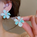 Light Luxury Floral Zircon Crystal Stud Earrings With Silver Pins For Women view 3