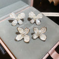 Korean Style Faux Pearl Mother Of Pearl Flower Stud Earrings With Silver Posts For Women view 1