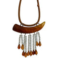 Maillard Style Geometric Waterdrop Resin Tassel Faux Pearl Choker Necklace For Women view 5