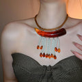 Maillard Style Geometric Waterdrop Resin Tassel Faux Pearl Choker Necklace For Women view 3