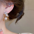 2026 New French Light Luxury Round Faux Pearl Drop Earrings With Silver Pins For Women view 4