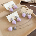 Sweet Purple Strawberry Faux Pearl Necklace Earrings Bracelet Jewelry Set For Fashion OL Style view 1