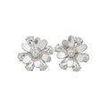 Light Luxury Copper Floral Stud Earrings With Glazed Flower And Sparkling Rhinestone Design view 5